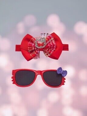 Red Grosgrain Bow Headband & Sunglasses Set